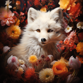Diamond Painting Renard parmi les fleurs