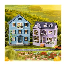 Maisons miniatures DIY lot de 2 (bleu + violet)