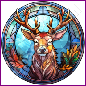 Diamond Painting Vitraux de Noël Renne 01