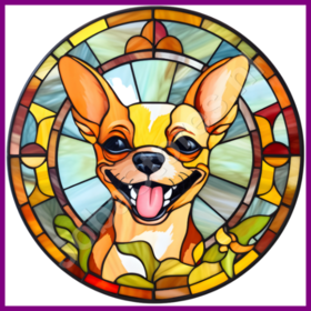 Diamond Painting Vitrail Chien - Chihuahua 01