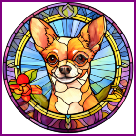 Diamond Painting Vitrail Chien - Chihuahua 03