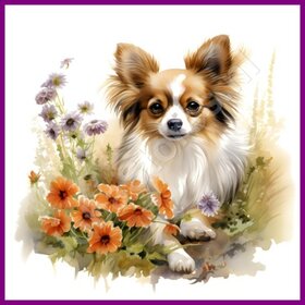 Diamond Painting Chihuahua avec des fleurs 03