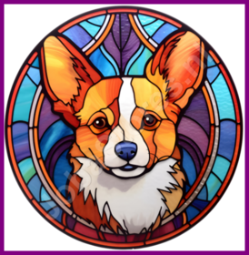 Diamond Painting Vitraux Chien - Corgi 01
