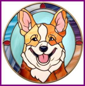 Diamond Painting Vitraux Chien - Corgi 03