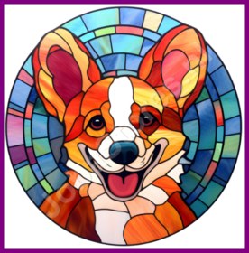Diamond Painting Vitraux Chien - Corgi 05