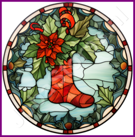 Diamond Painting Chaussette de Noël en vitrail