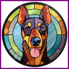 Diamond Painting Vitrail Chien - Doberman 02