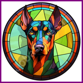 Diamond Painting Vitrail Chien - Doberman 03