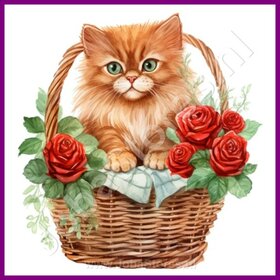 Diamond Painting Chaton dans le panier 04
