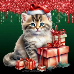 Diamond Painting Chaton de Noël 08