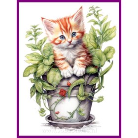 Diamond Painting Chaton dans un pot de plante 01