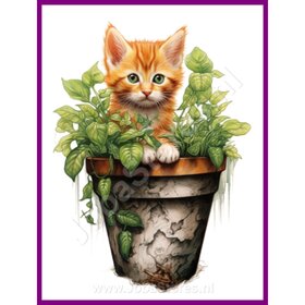 Diamond Painting Chaton dans un pot de plante 03