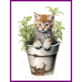 Diamond Painting Chaton dans un pot de plante 06