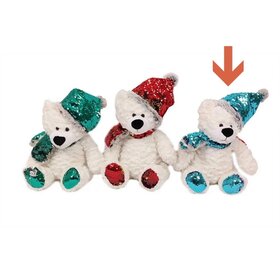 Câlin de Noël Ours de Noël Ours polaire pailleté Bleu 30 cm