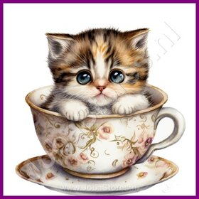 Diamond Painting Chaton dans la tasse à thé 02