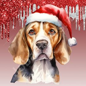 Diamond Painting Beagle avec bonnet de Noël