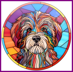 Diamond Painting Vitrail Chien - Bichon Havanais 02