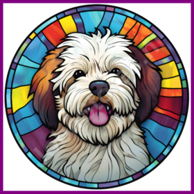 Diamond Painting Vitrail Chien - Bichon Havanais 03