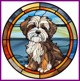 Diamond Painting Vitrail Chien - Bichon Havanais 05