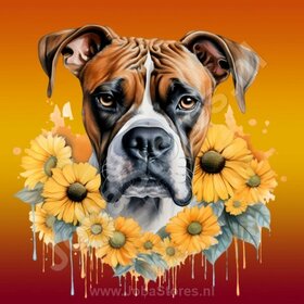 Diamond Painting Boxer avec des tournesols