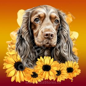 Diamond Painting Cocker Spaniel avec des tournesols