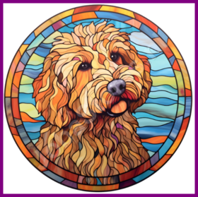 Diamond Painting Vitrail Chien - Labradoodle 01