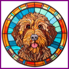 Diamond Painting Vitrail Chien - Labradoodle 04