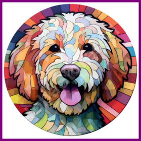 Diamond Painting Vitrail Chien - Labradoodle 05