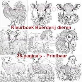 Livre de Coloriage Numérique pour Adultes Animaux de Ferme 01 (36 Pages de Coloriage)
