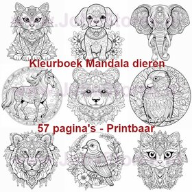 Livre de Coloriage Numérique pour Adultes Animaux Mandala 01 (57 Pages de Coloriage)