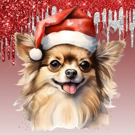 Diamond Painting Chihuahua  avec bonnet de Noël 02