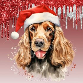 Diamond Painting Cocker Spaniel avec bonnet de Noël