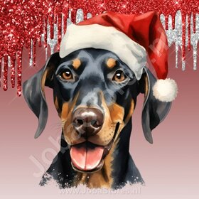 Diamond Painting Dobermann avec bonnet de Noël