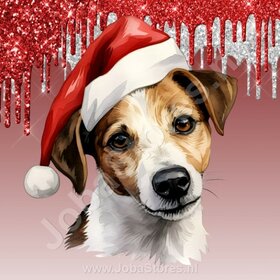 Diamond Painting Jack Russell avec bonnet de Noël