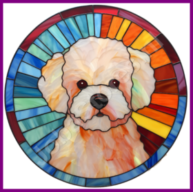 Diamond Painting Chien en Vitrail - Bichon Frise 01