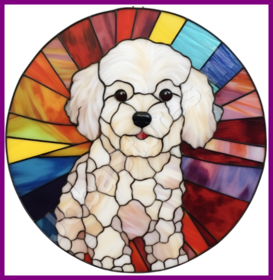 Diamond Painting Chien en Vitrail - Bichon Frise 02