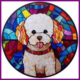 Diamond Painting Chien en Vitrail - Bichon Frise 03