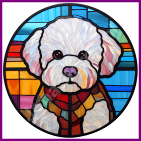 Diamond Painting Chien en Vitrail - Bichon Frise 04