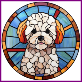 Diamond Painting Chien en Vitrail - Bichon Frise 05