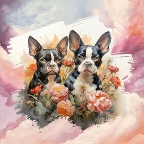 Diamond Painting Aquarelle Chien - Boston Terrier 01