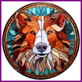 Diamond Painting Chien en Vitrail - Collie 01