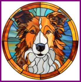 Diamond Painting Chien en Vitrail - Collie 02
