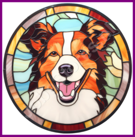 Diamond Painting Chien en Vitrail - Collie 03