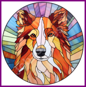 Diamond Painting Chien en Vitrail - Collie 04