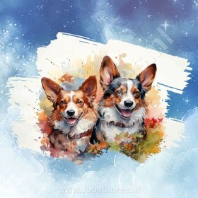 Diamond Painting Aquarelle Chien - Corgi 01