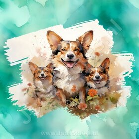 Diamond Painting Aquarelle Chien - Corgi 02