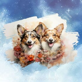 Diamond Painting Aquarelle Chien - Corgi 03