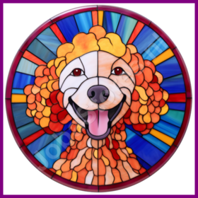 Diamond Painting Chien en Vitrail - Caniche 02