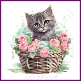 Diamond Painting Chaton dans le panier 07
