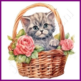 Diamond Painting Chaton dans le panier 08